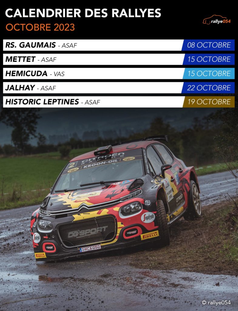 Calendrier Rallyes 2023