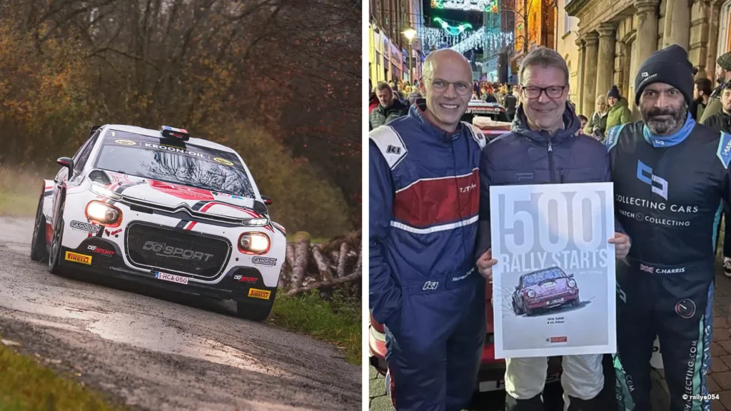 Stéphane Lefebvre au volant de sa Citroën C3 Rally2 lors du Spa Rally 2023 et le 500e rallye de Stéphane Prévot pour l'article En bref du mois de novembre 2023